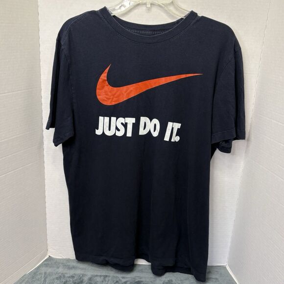 Nike Other - NIKE Just Do It Swoosh Men's T Shirt Size Medium Big Front Logo Print Blue